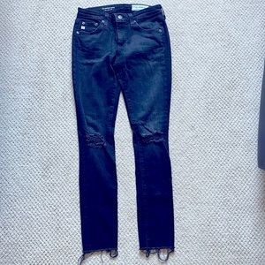 AG The Legging Ankle distressed super skinny ankle jeans 26R black